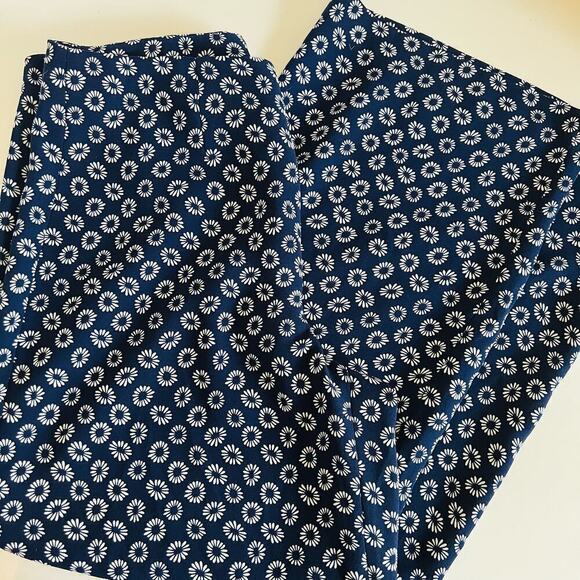 Talbots Blue Daisy Floral Print High Rise Wide Leg Summer Trouser Pants 6 - Picture 1 of 9